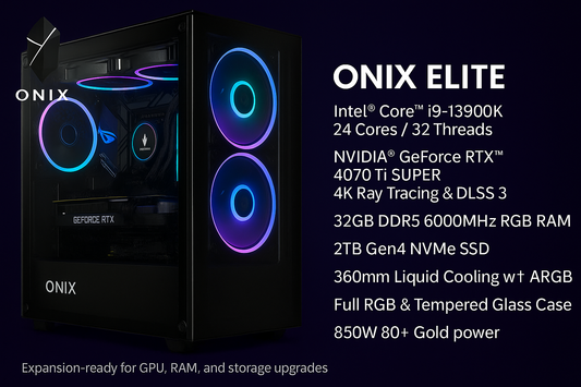 ONIX Elite Gaming PC – Ultra-Performance Desktop for 4K Gaming & Heavy Workloads  Description: